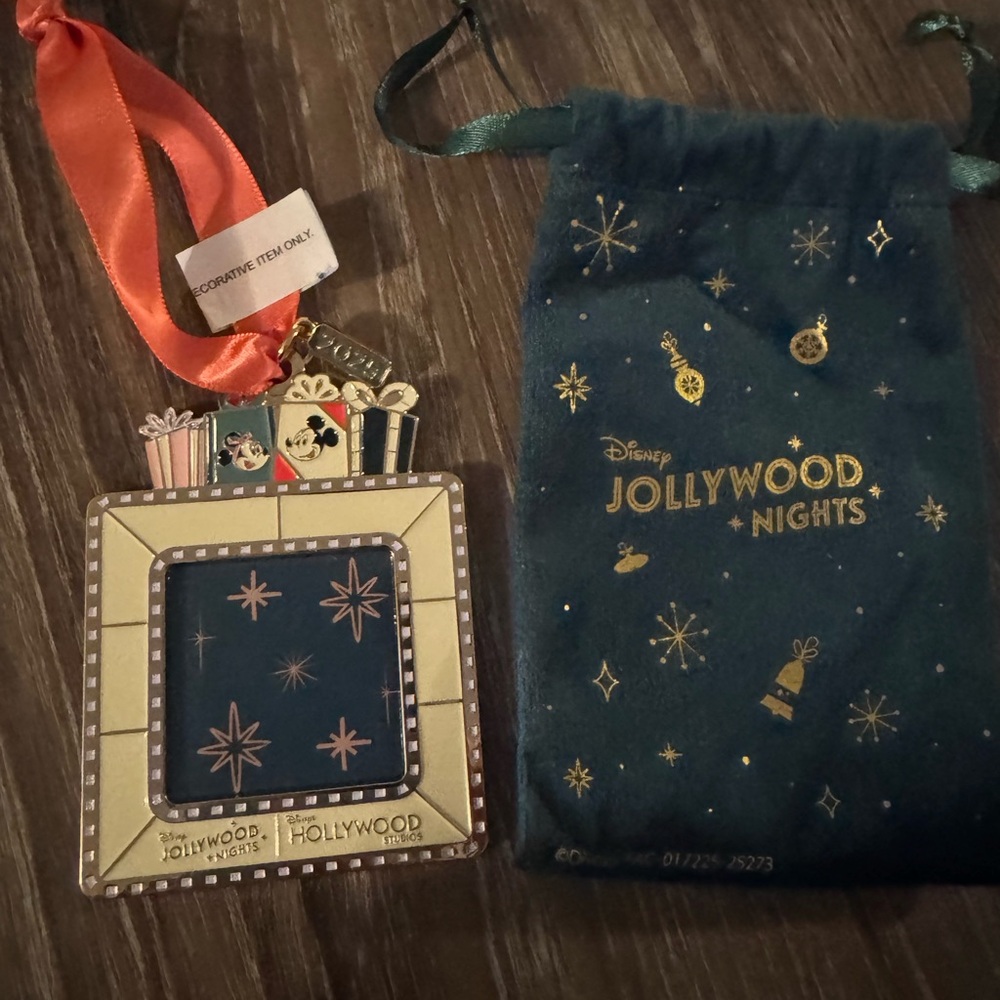 Disney Jollywood Nights Ornament with Red Ribbon and photo frame 2025